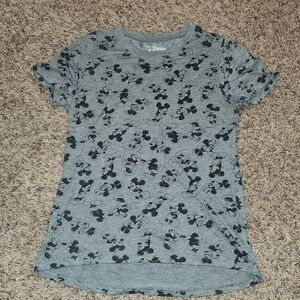 Disney Womens Size S Gray & Black Mickey Mouse Short Sleeve Tee